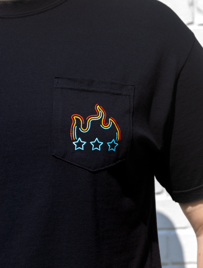 HowToBBQRight Neon Sign Pocket T-Shirt