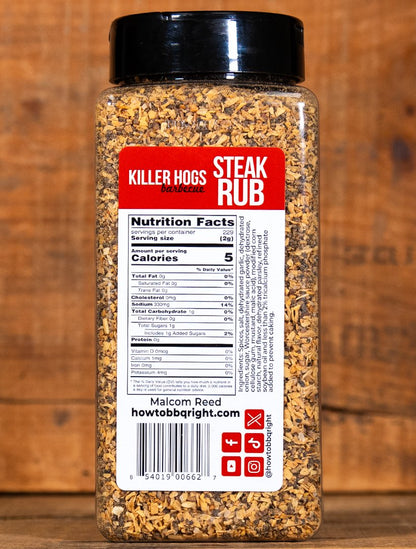 *NEW SIZE* Killer Hogs Steak Rub 28oz Shaker - HowToBBQRight