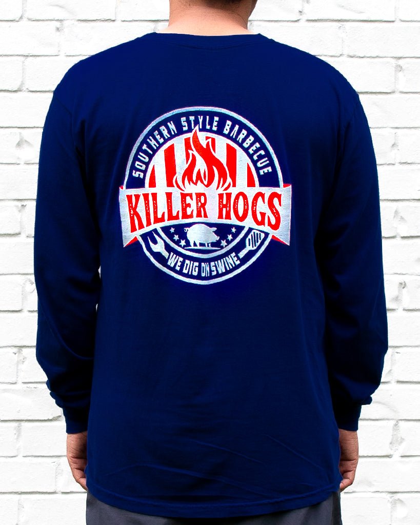
                  
                    Killer Hogs Navy Long Sleeve T-Shirt - HowToBBQRight
                  
                