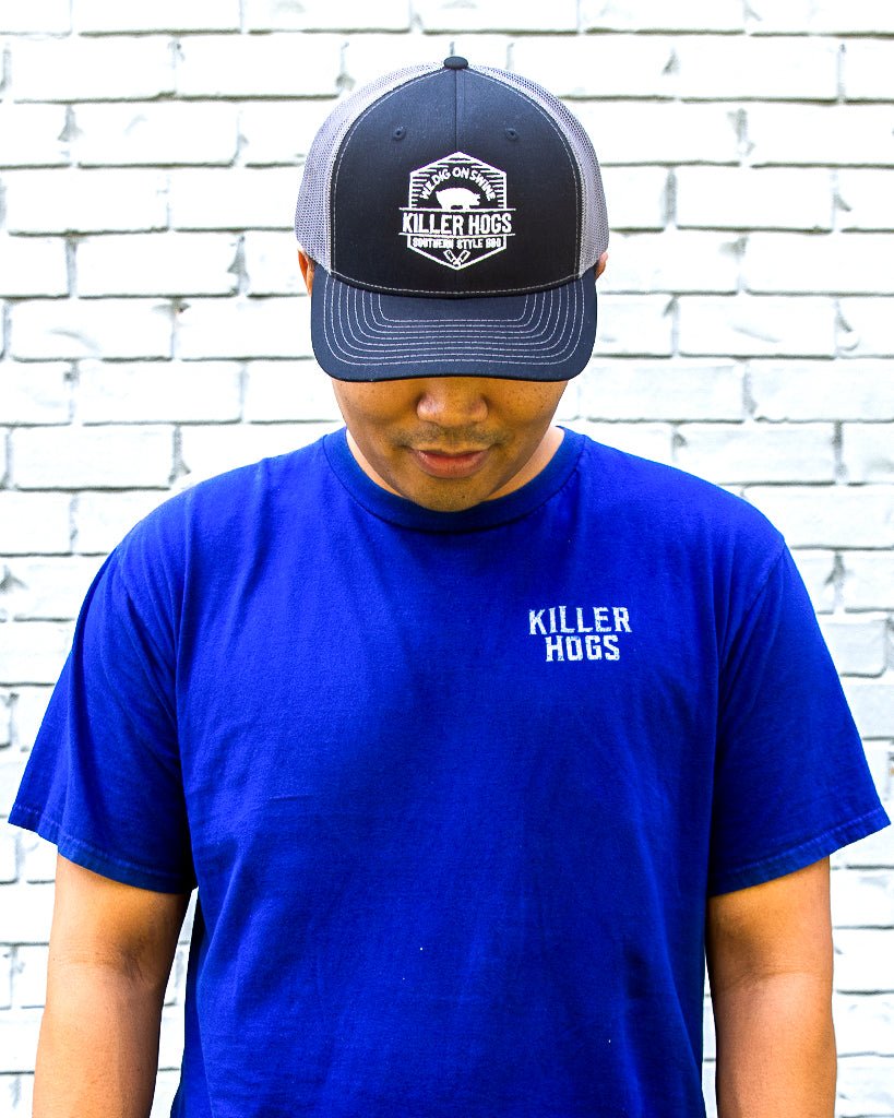 Southern Style BBQ Blue T-Shirt and Killer Hogs Black Hat - HowToBBQRight