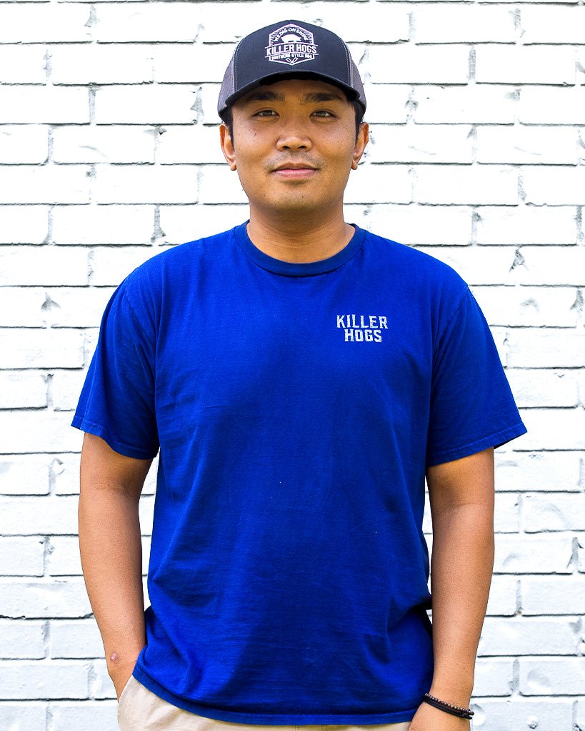 Southern Style BBQ Blue T-Shirt and Killer Hogs Black Hat - HowToBBQRight