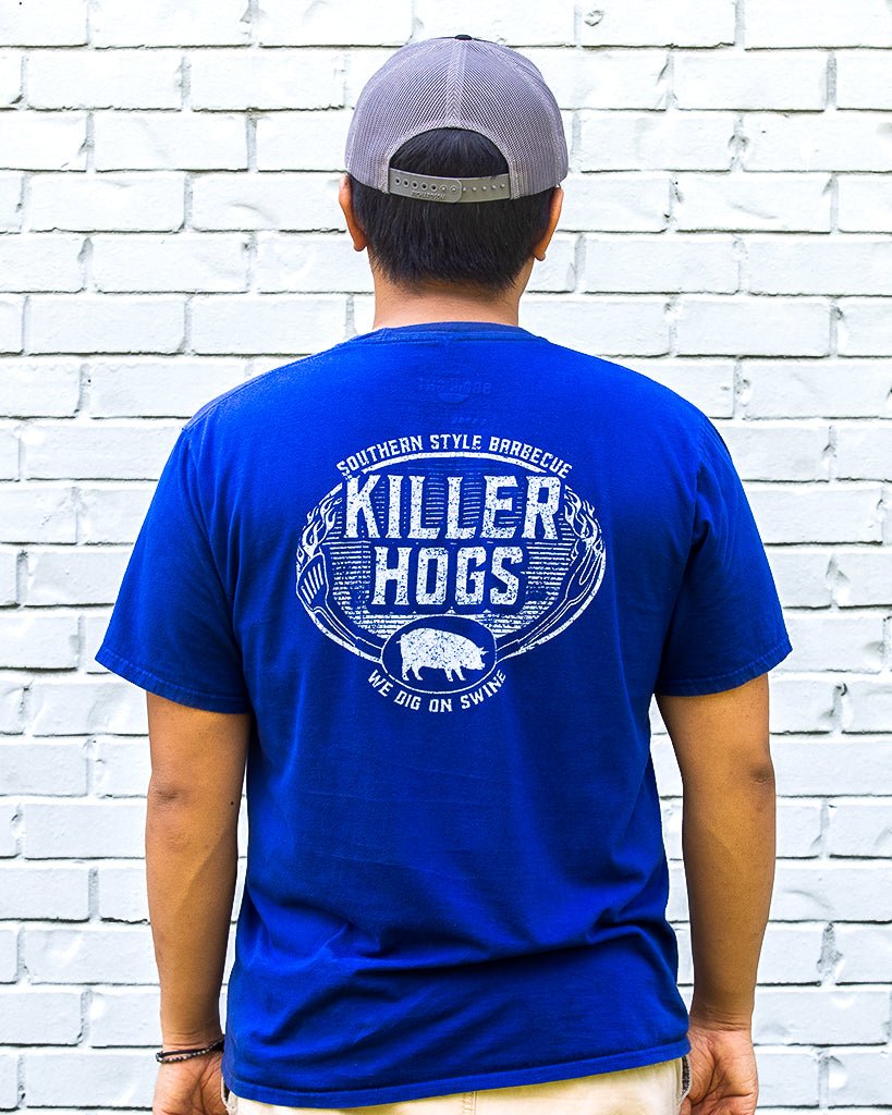 
                  
                    Southern Style BBQ Blue T-Shirt and Killer Hogs Black Hat - HowToBBQRight
                  
                