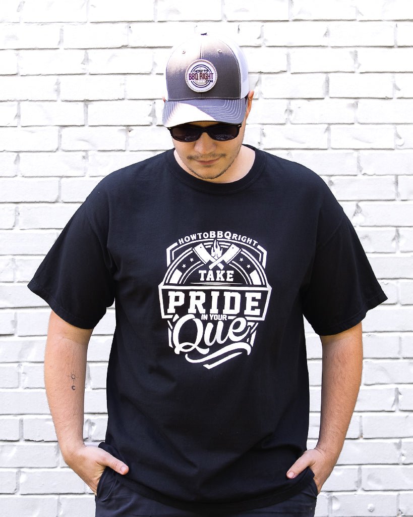 Take Pride Black T-Shirt and H2Q Grey Hat - HowToBBQRight