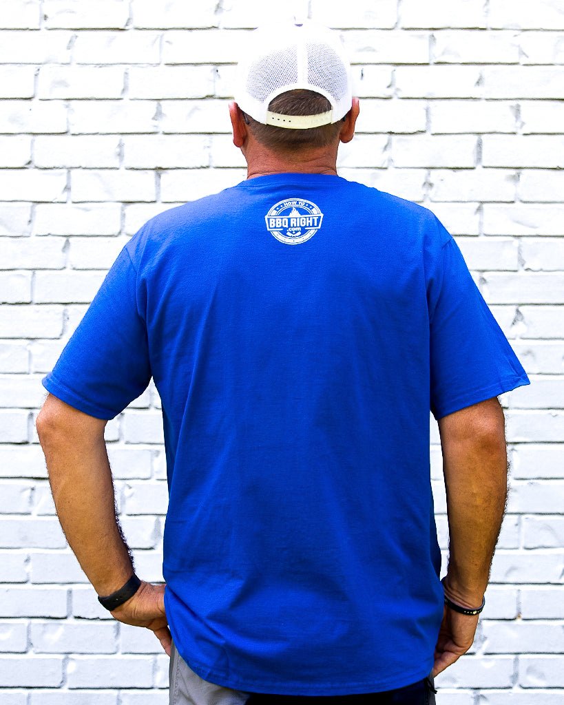 Take Pride Blue T-Shirt and H2Q Grey Hat - HowToBBQRight